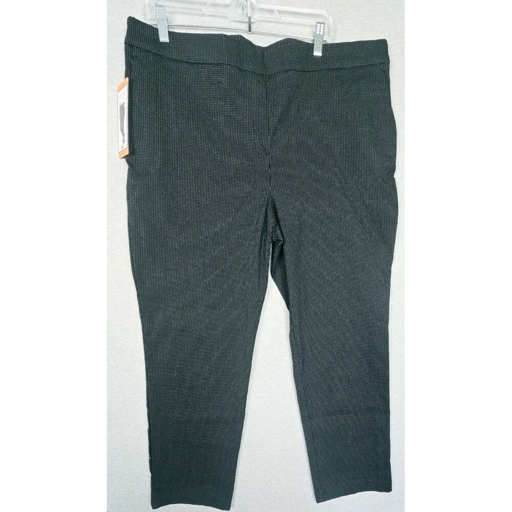 Hilary Radley Women's XXL Black White Pull On Pants Tummy Control 29" NWT